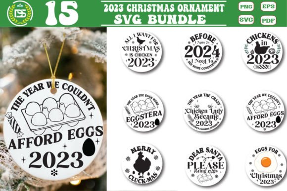 2023 Christmas Ornament SVG Bundle, Funny Graphics