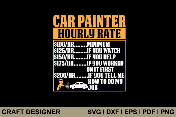 Car Painter Funny Hourly Rate Svg File Graphics and Crafts Review