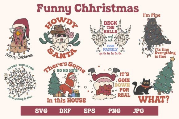 Funny Christmas Bundle, Svg and Sublim Graphics for Crafts