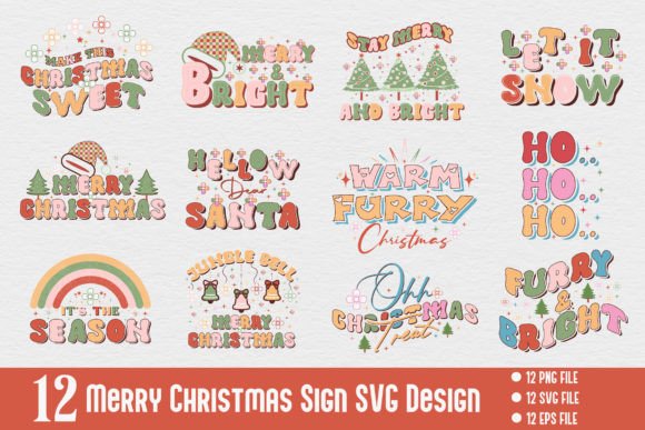 Funny Christmas Sign SVG Design Bundle for Graphics and Crafts