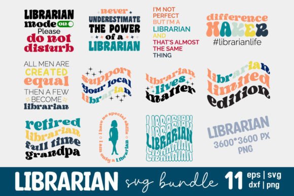Librarian Life Cute Retro Svg Bundle: Graphics and Crafts for Editorial Design