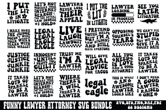 Retro Funny Lawyer Attorney SVG Bundle Graphics